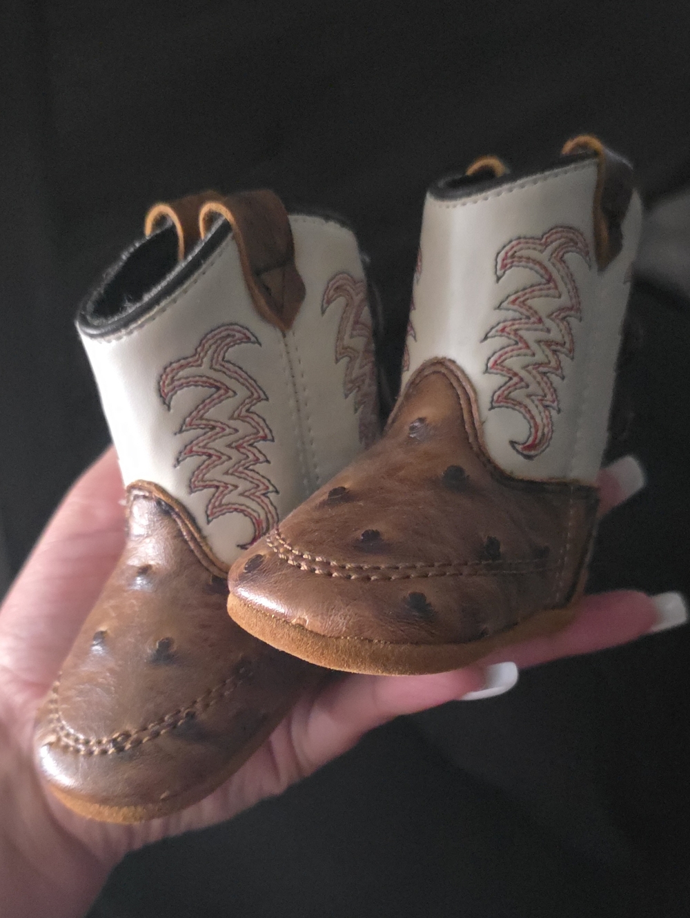 Old West Kids Brown and Cream Western Booties